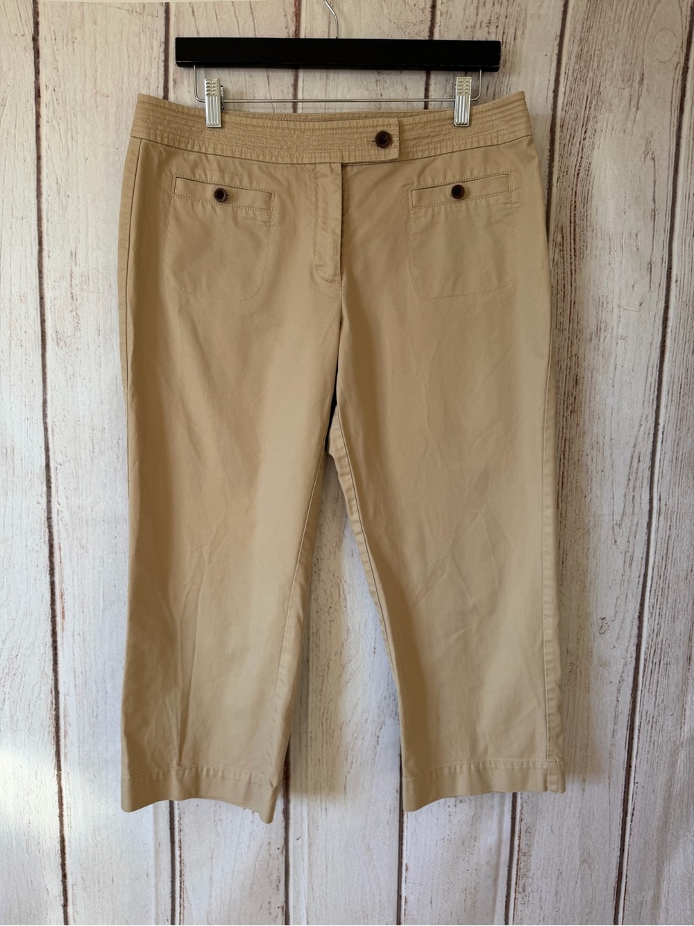 Talbots Khaki Stretch Cropped Capri Pants Size 12